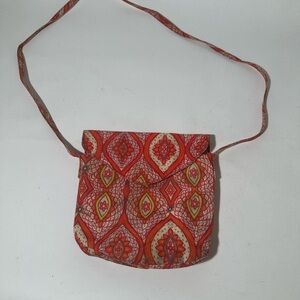 Calypso Studios Ornate Red and Orange Crossbody Bag with Intricate Pattern